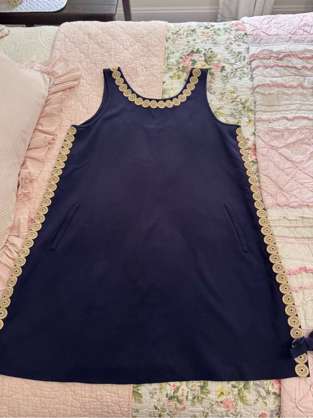 Lilly Pulitzer Navy Tank Dress with Gold Trim